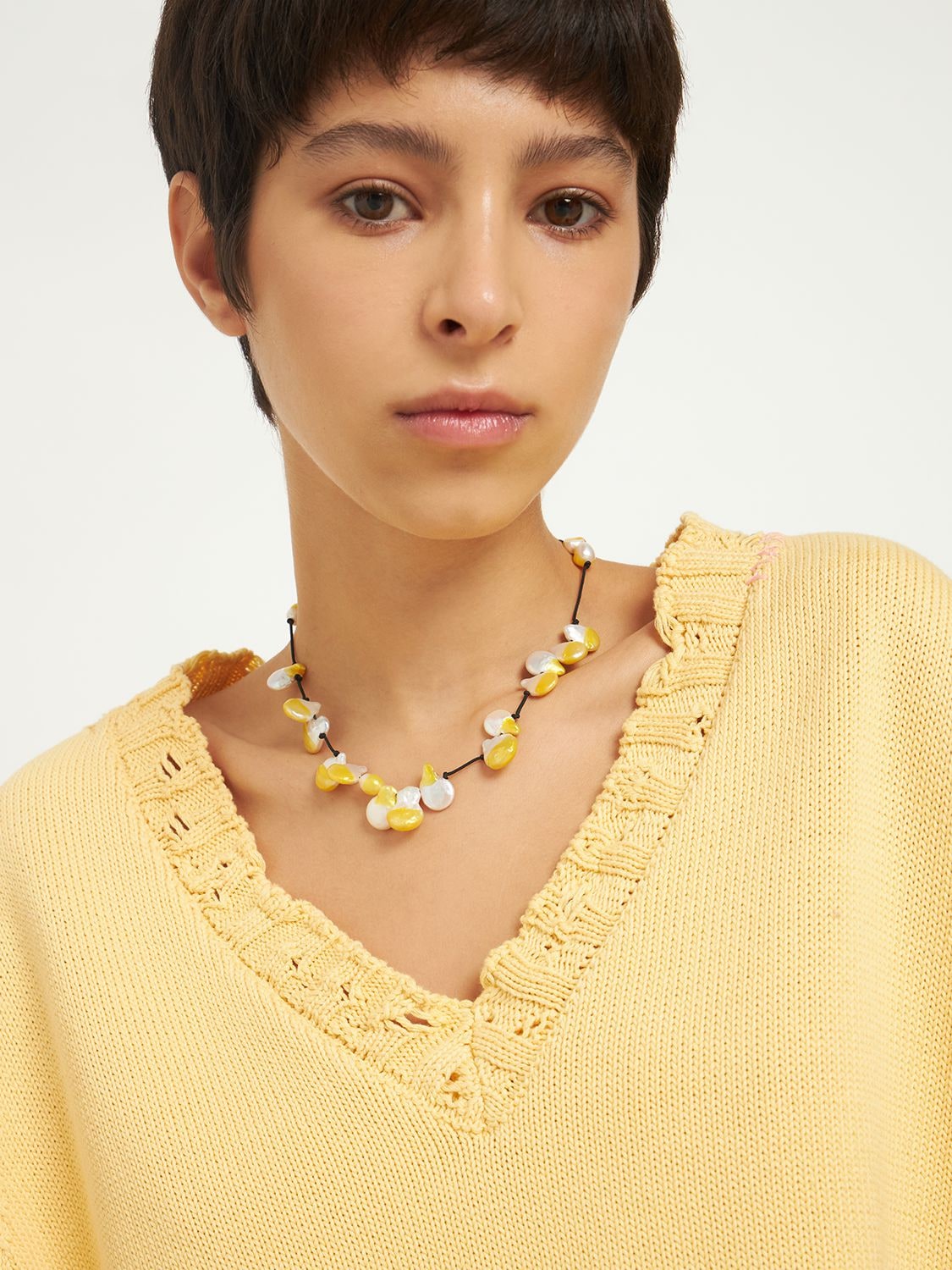 Shop Panconesi Vacanza Pearl Necklace In Pearl,yellow