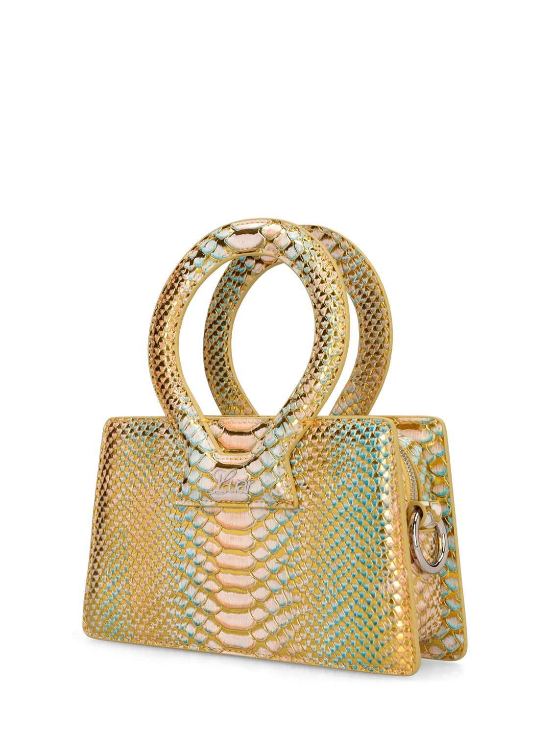 Luar Small Ana Embossed Python Top Handle Bag In Yellow,blue