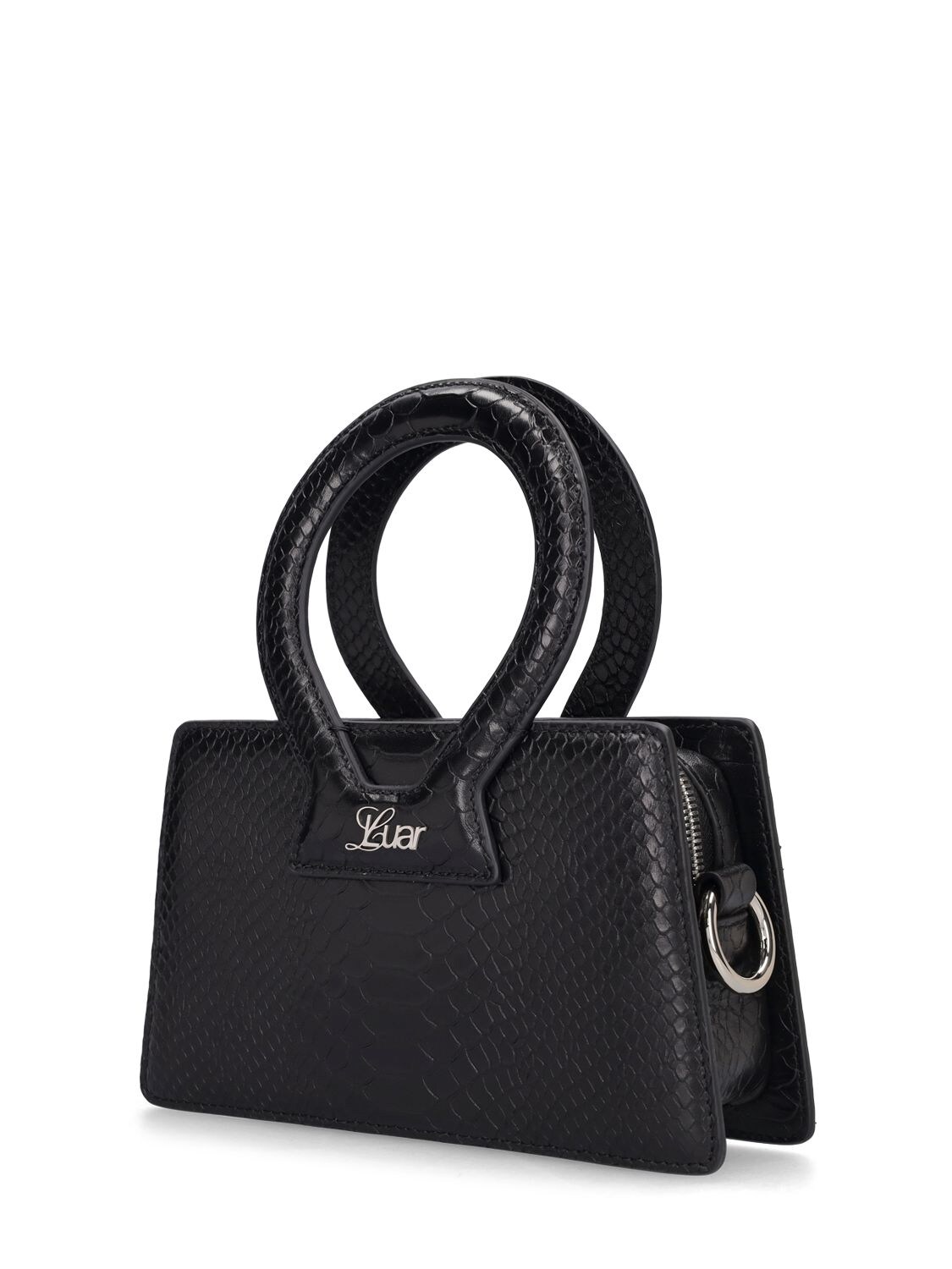 Luar Snake-effect Mini Leather Tote Bag In Black