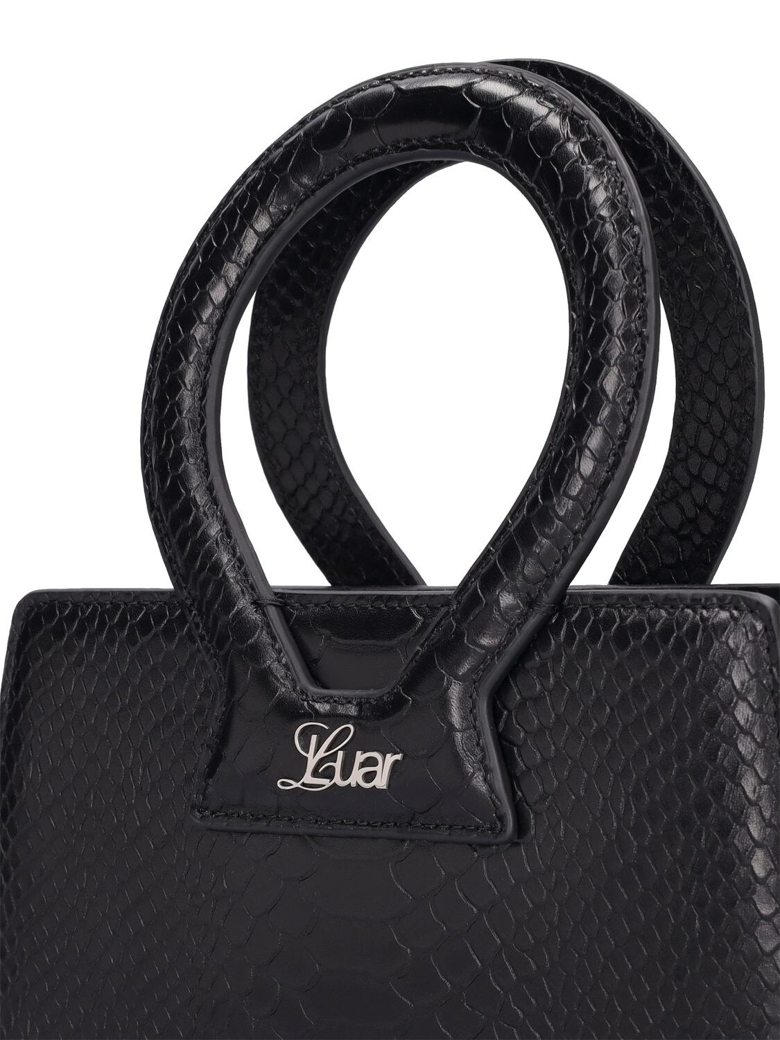 Luar Snake-effect Mini Leather Tote Bag In Black