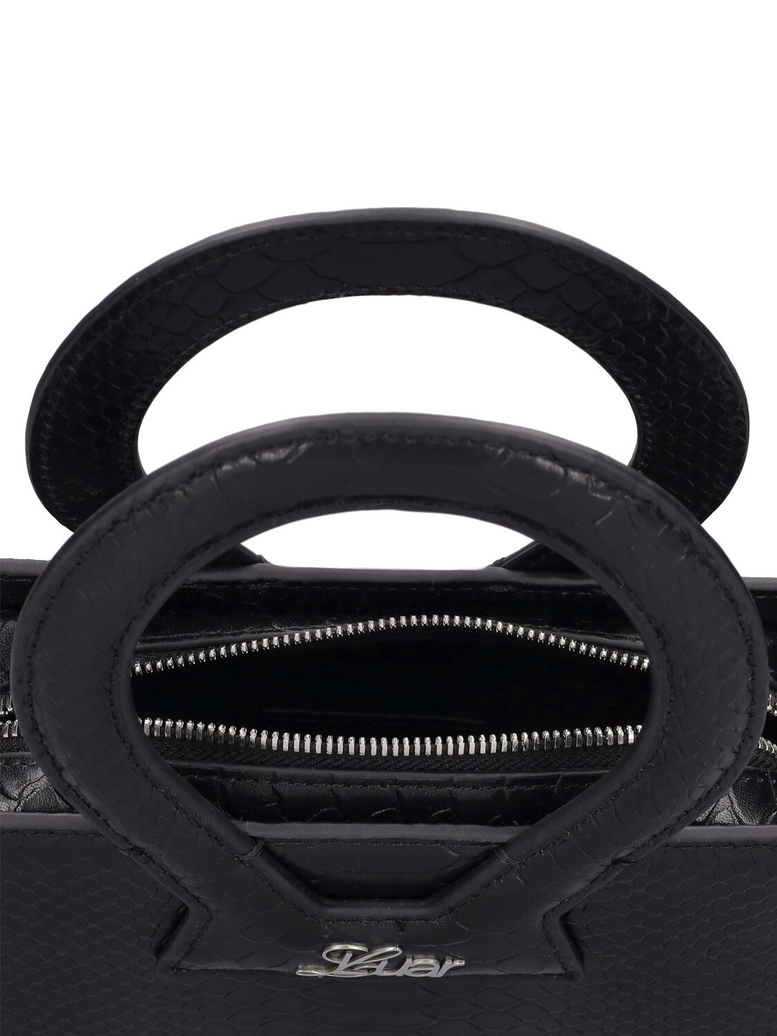 Luar Snake-effect Mini Leather Tote Bag In Black
