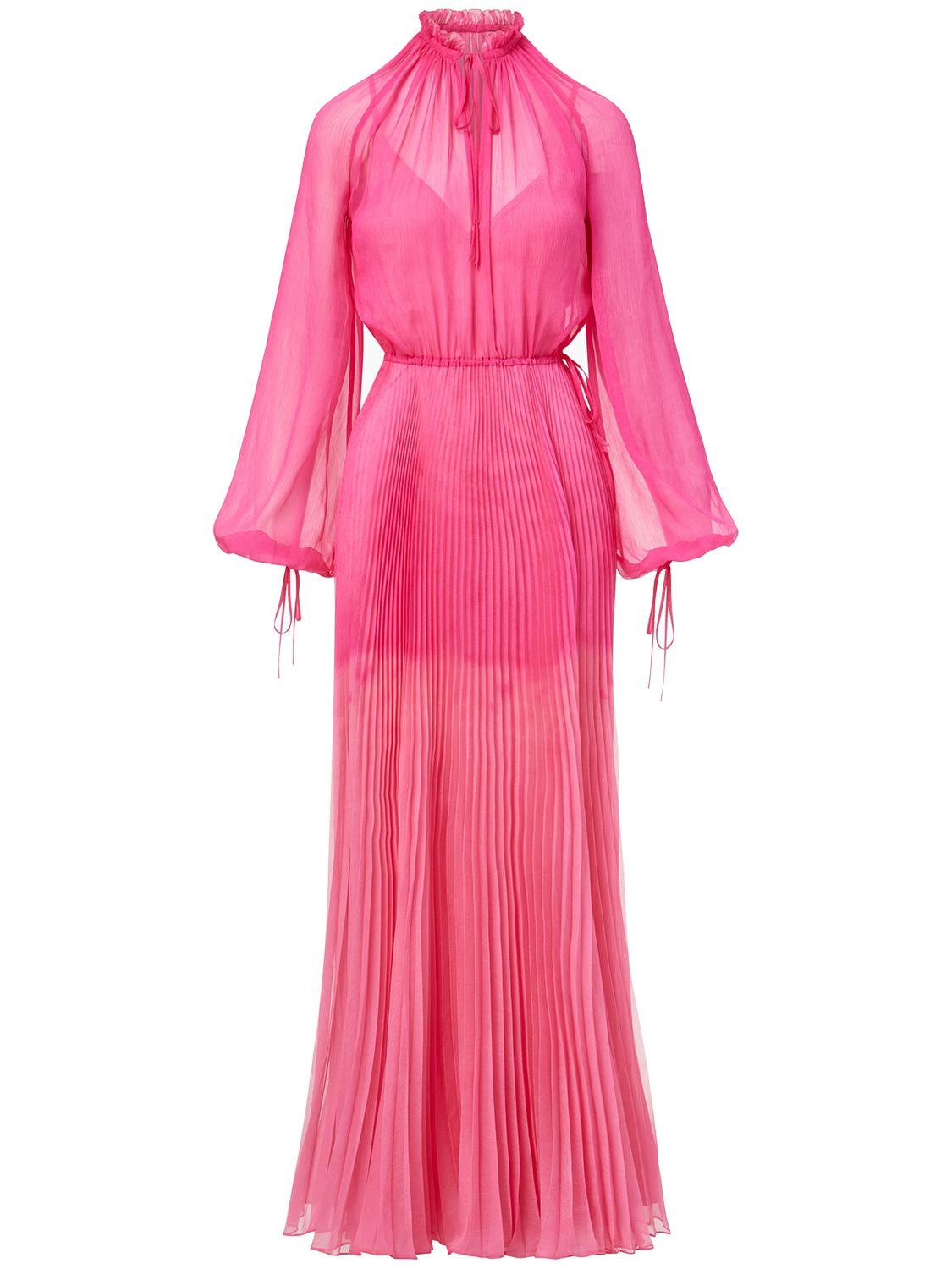 BRANDON MAXWELL Pleated Crepon Long Dress