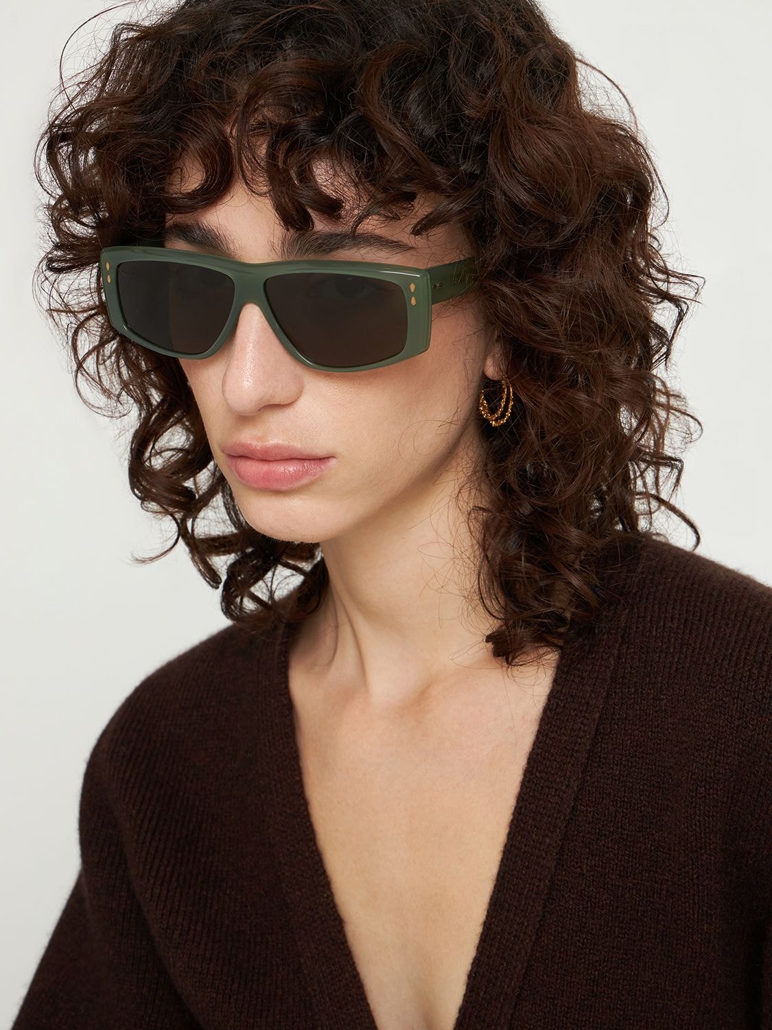 Shop Isabel Marant The New Bombé Squared Acetate Sunglasses In Green