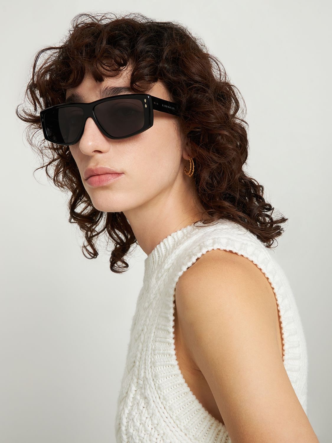 Shop Isabel Marant The New Bombé Squared Acetate Sunglasses In Black,grey