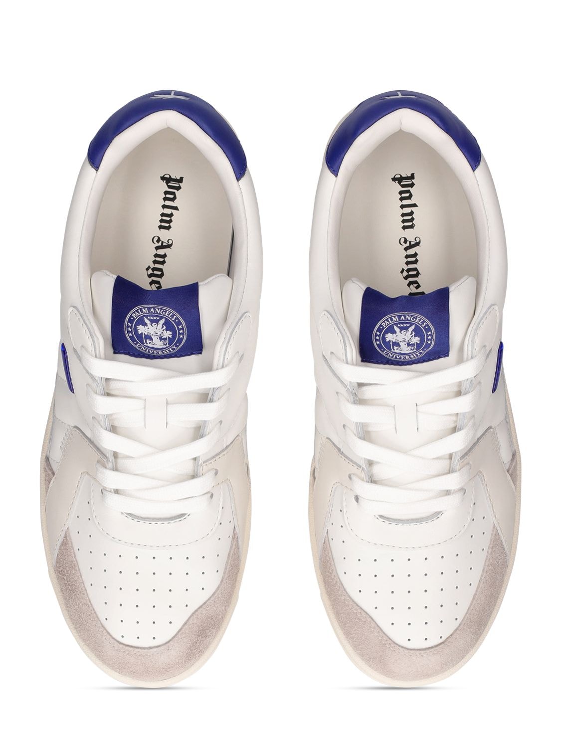 Shop Palm Angels Palm University Sneakers In White,blue