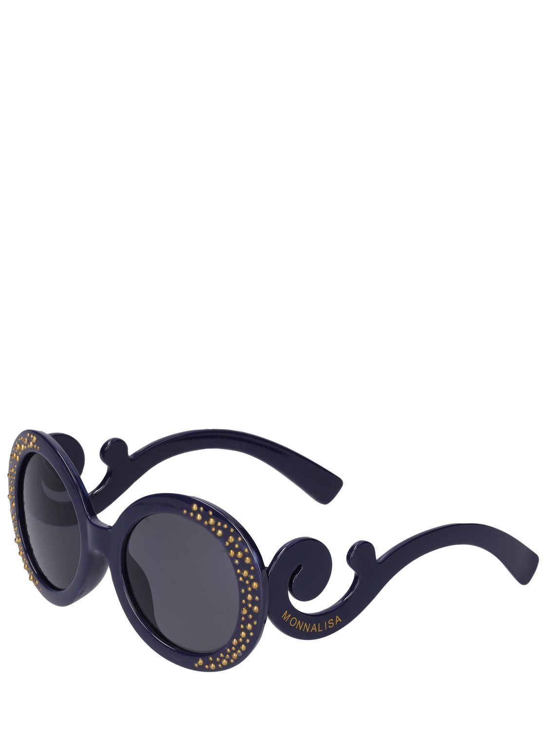 Shop Monnalisa Round-shaped Polycarbonate Sunglasses In Black