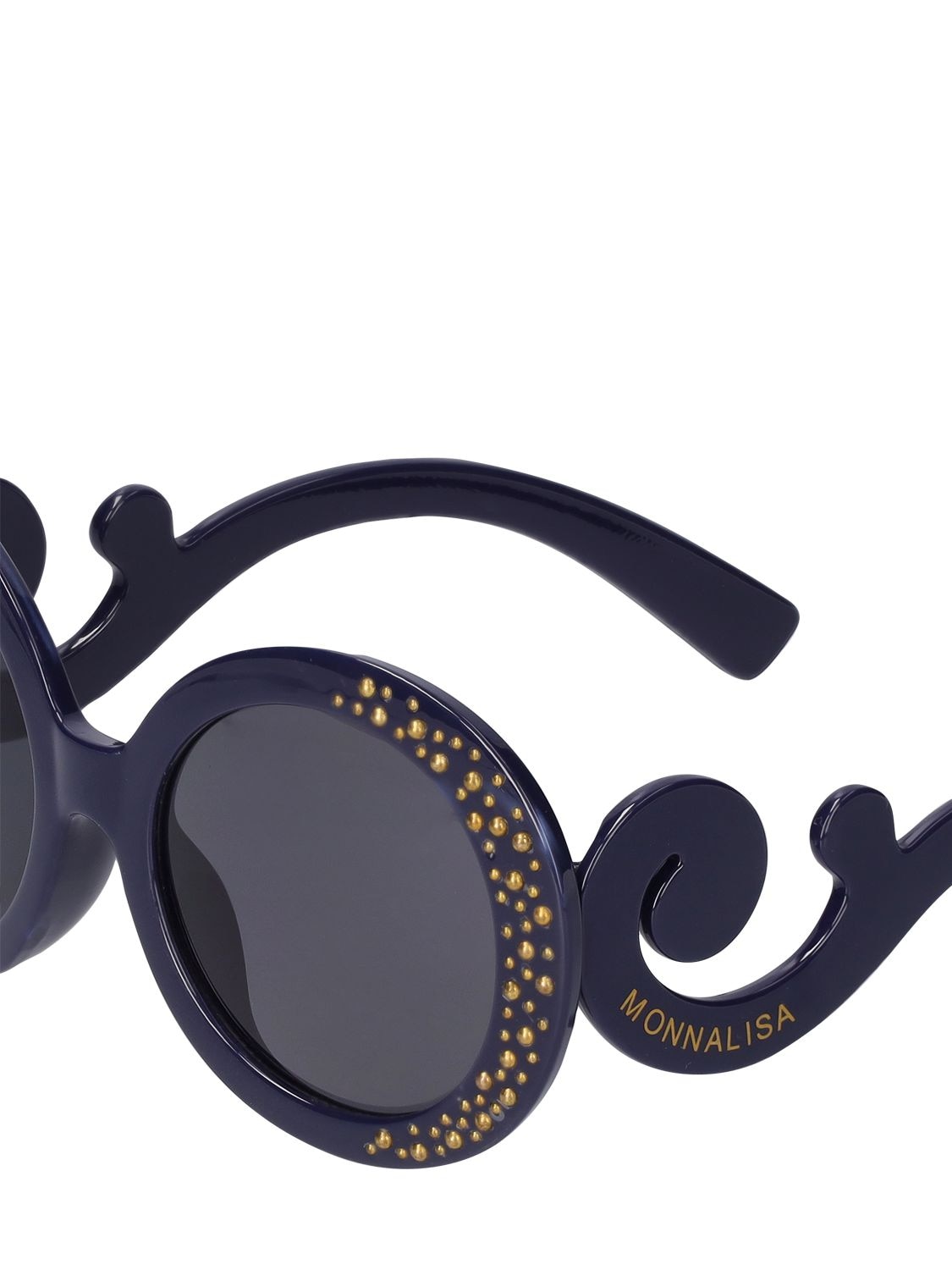 Shop Monnalisa Round-shaped Polycarbonate Sunglasses In Black