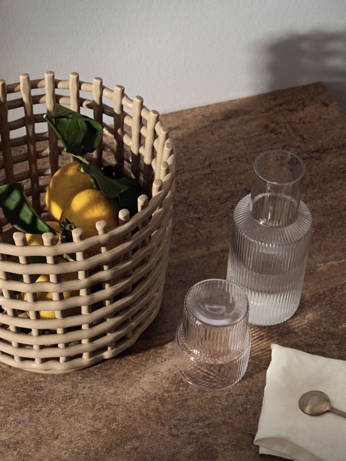 Shop Ferm Living Set Of 4 Small Ripple Glasses In Transparent