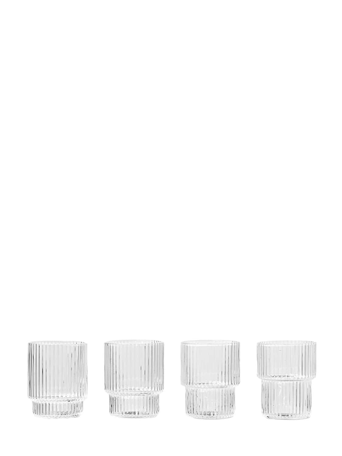 Ferm Living Set Of 4 Small Ripple Glasses In Transparent