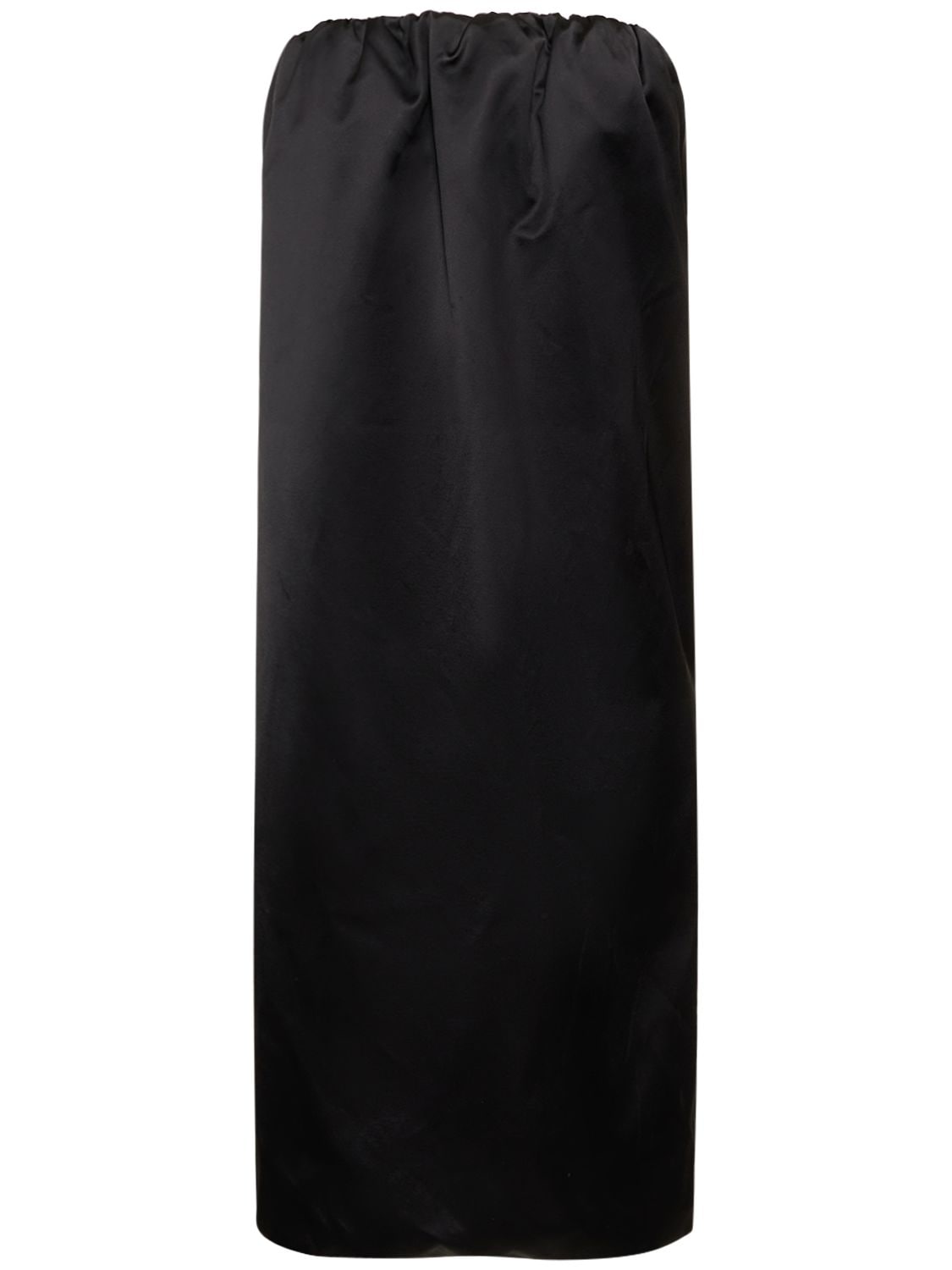 Shop Khaite Yara Cotton Viscose Strapless Midi Dress In Black