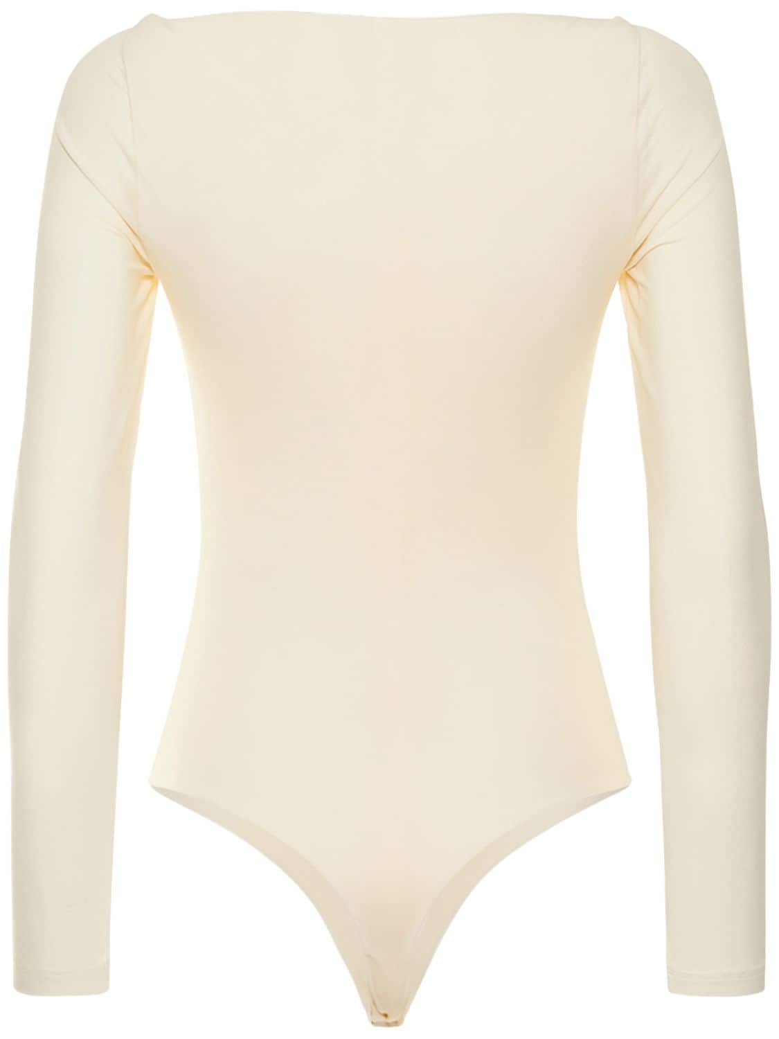 Shop Khaite Mara Stretch Cotton Bodysuit In Cream