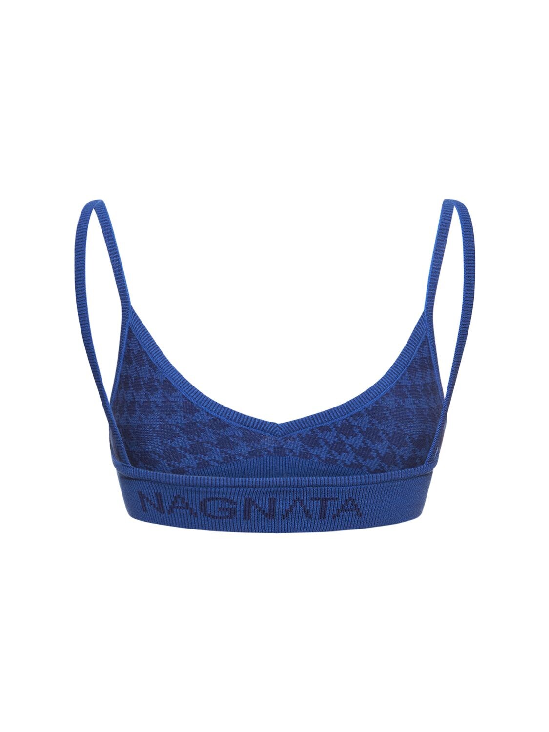Shop Nagnata Checked Out Triangle Bralette In Blue