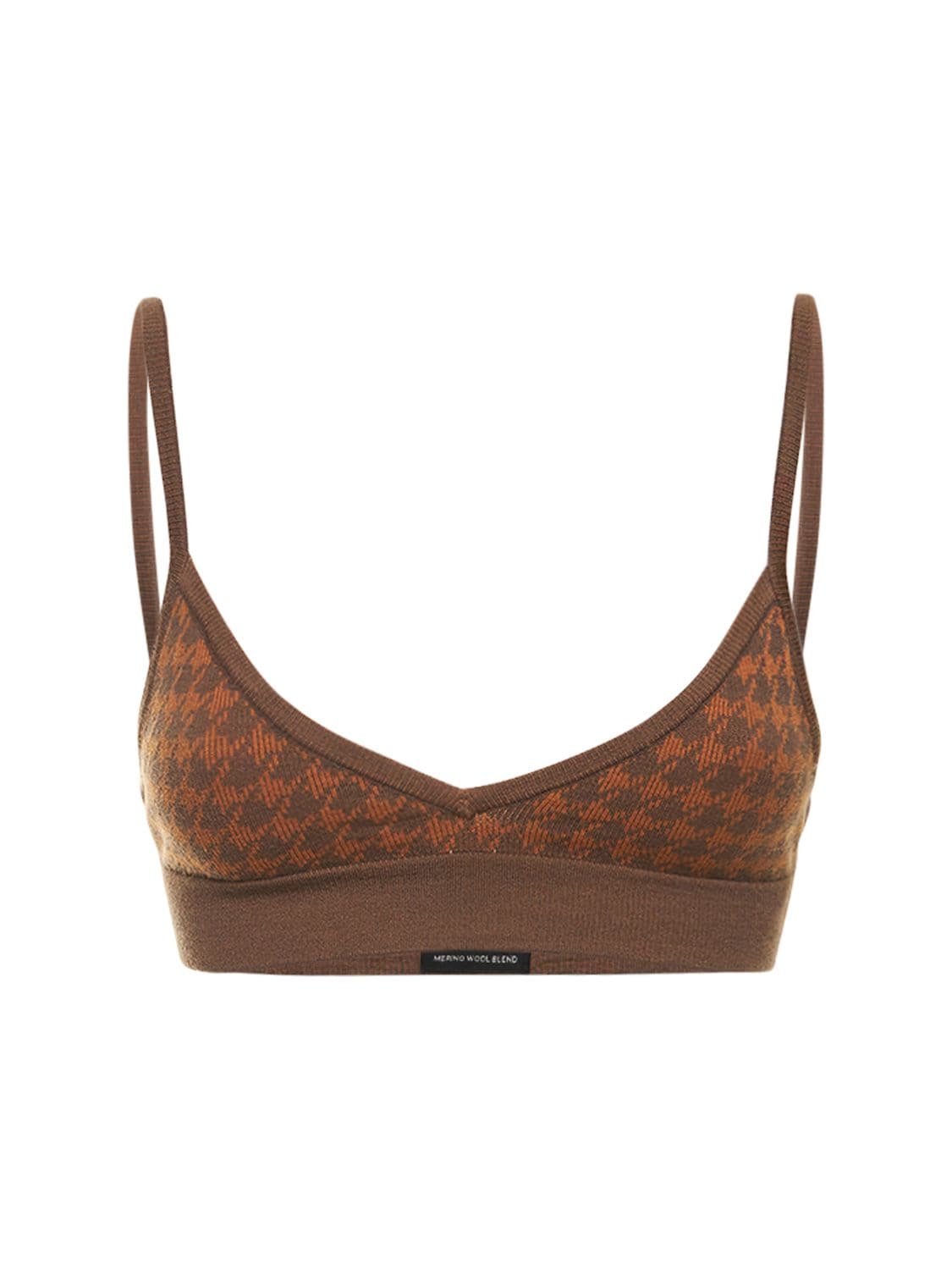 Nagnata Checked Out Knit Bralette In Brown