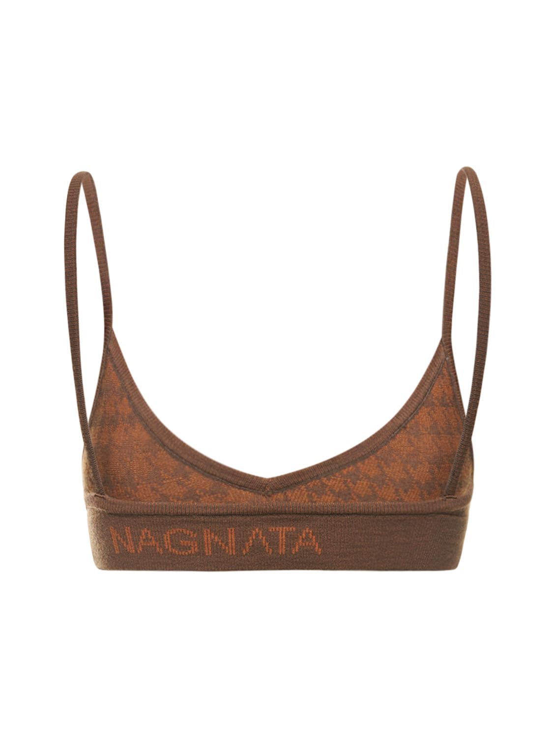 Shop Nagnata Checked Out Triangle Bralette In Brown