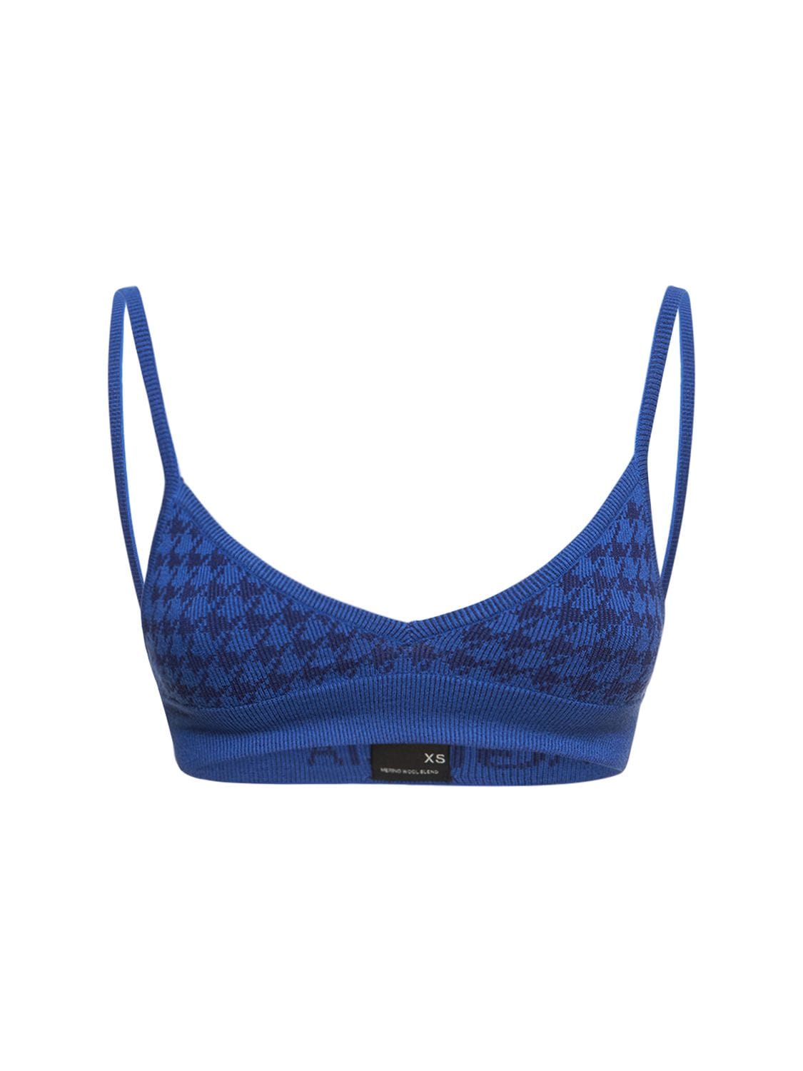 Nagnata Checked Out Triangle Bralette In Blue