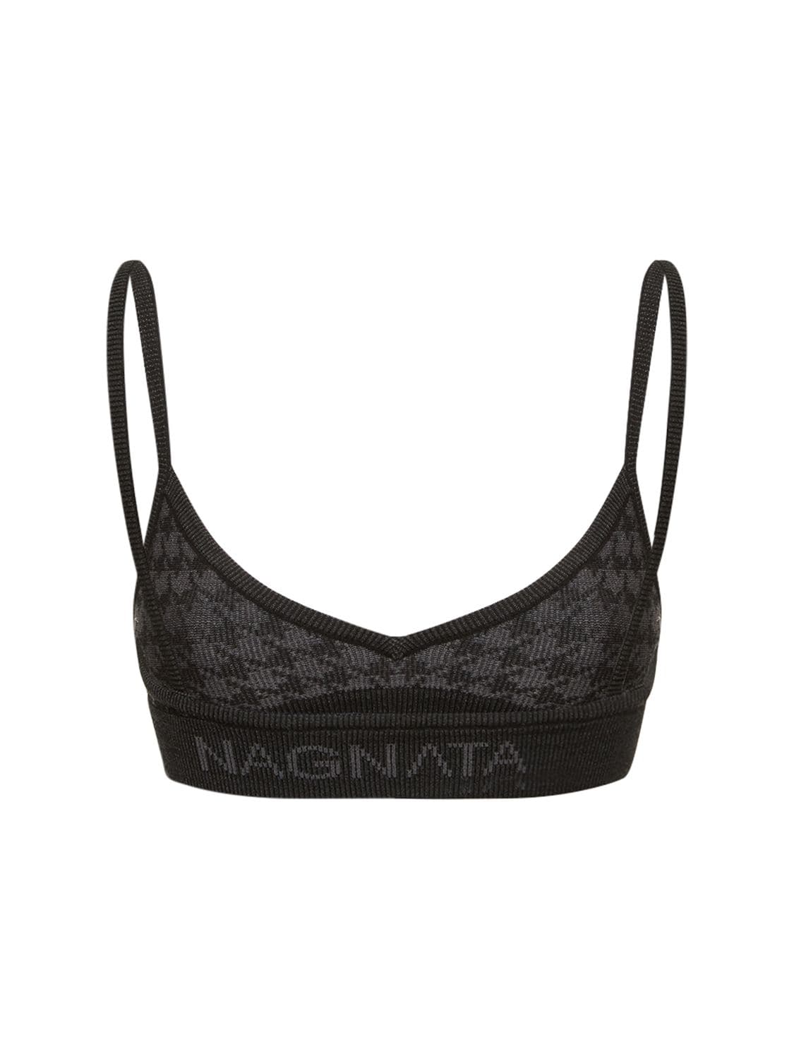 Shop Nagnata Checked Out Triangle Bralette In Black