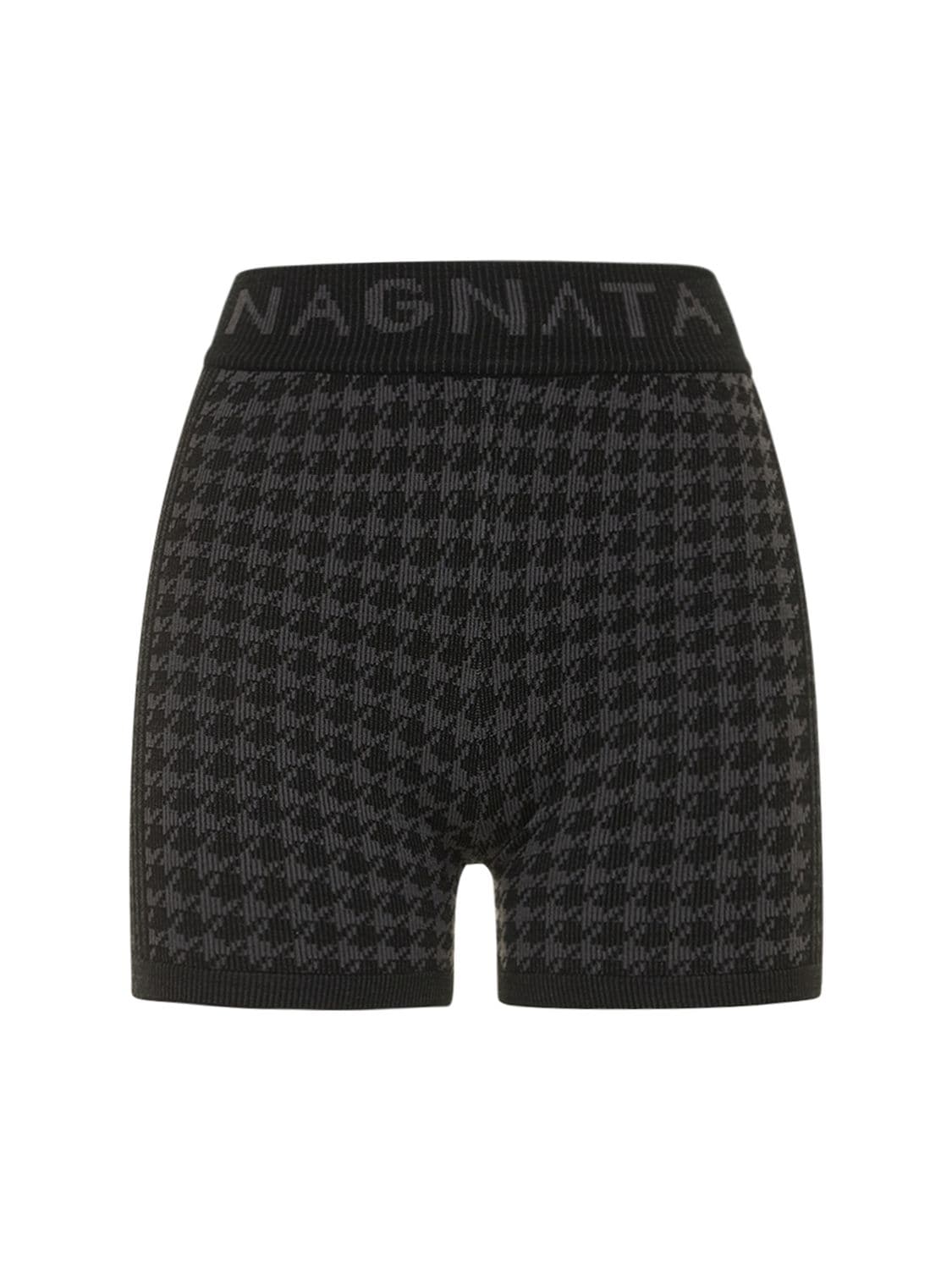 Nagnata Checked Out Mid Waist Knit Shorts In Black