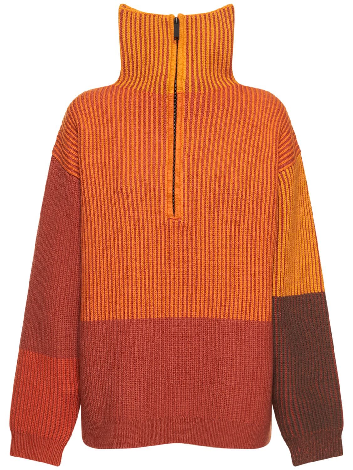 Nagnata Hinterland Zip Knit Sweater In Orange