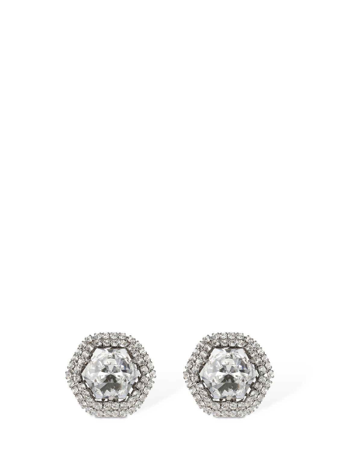 Alessandra Rich Crystal Stud Earrings In Silver