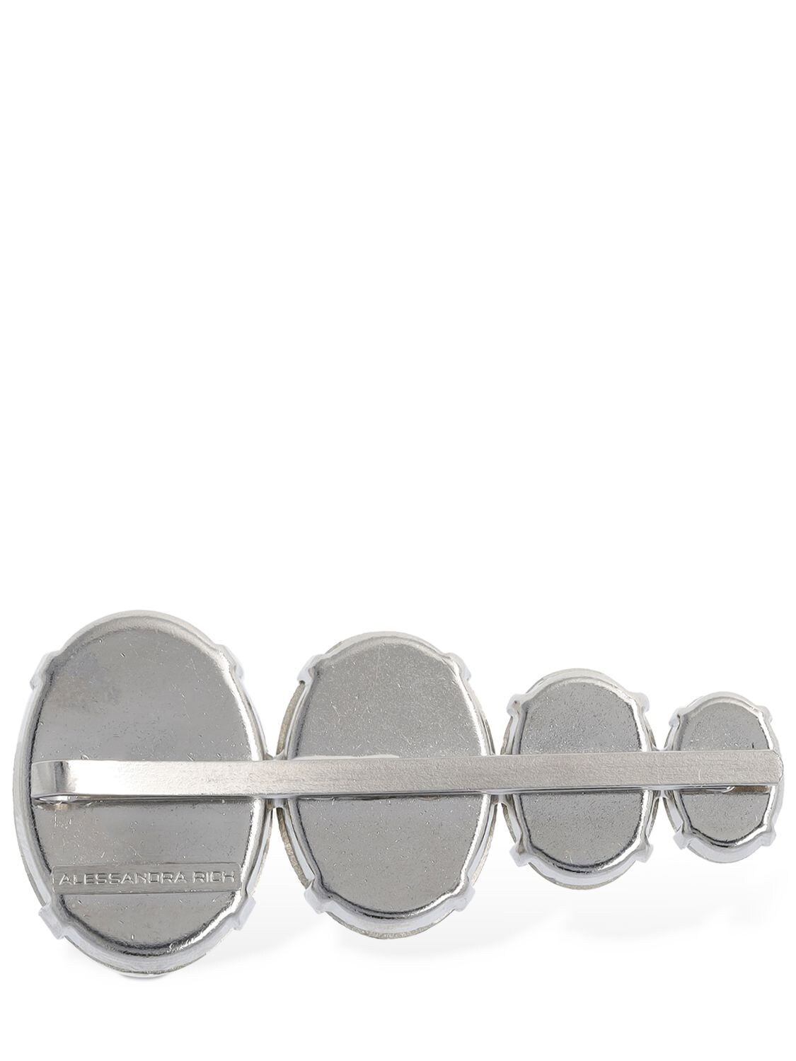 Shop Alessandra Rich Crystal Oval Hair Clip In Silver