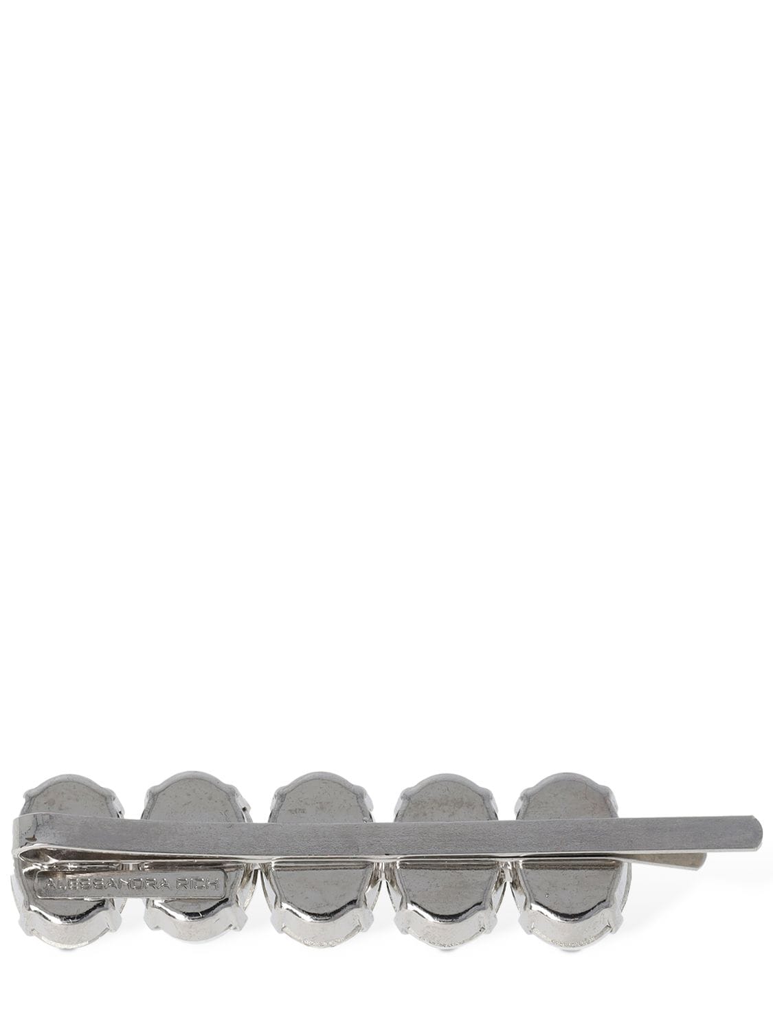 Shop Alessandra Rich Crystal Small Oval Hair Clip In Silver