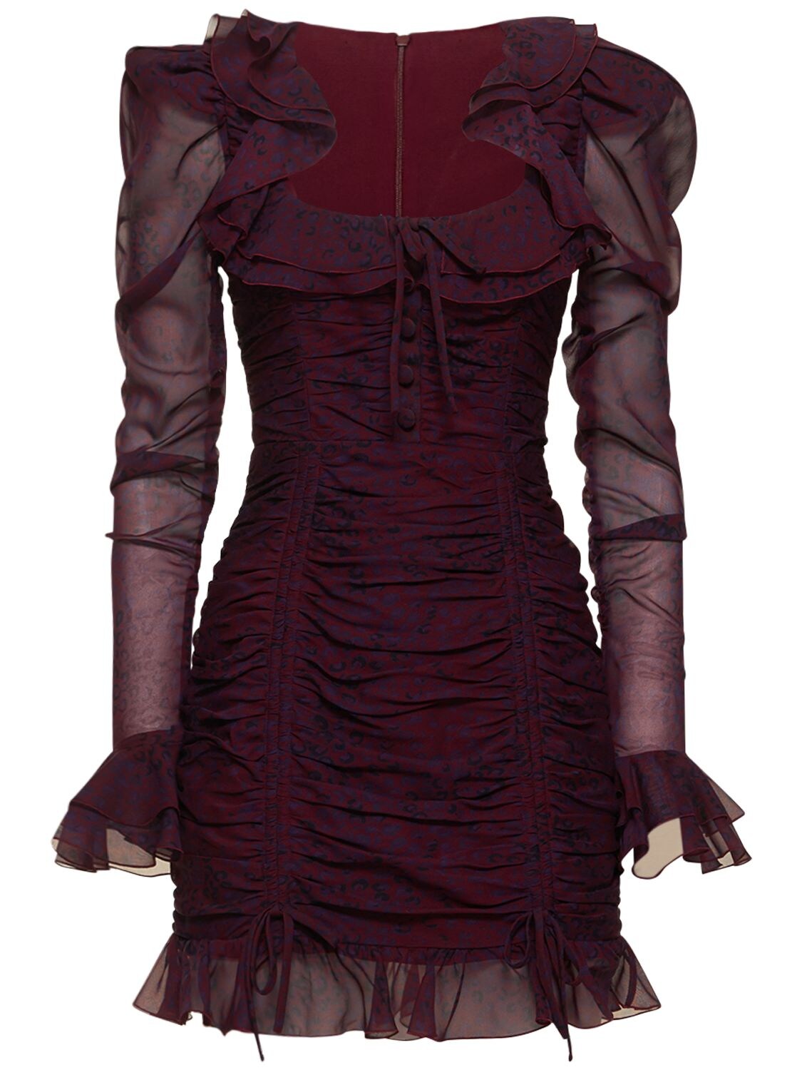 Leopard Print Silk Georgette Mini Dress – WOMEN > CLOTHING > DRESSES