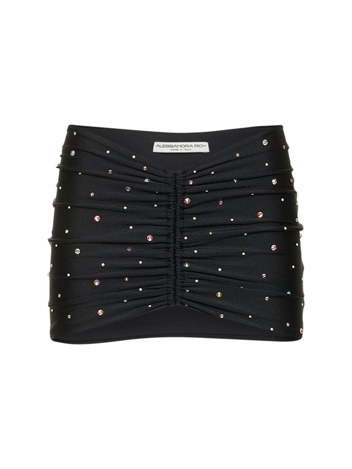 Embellished Shiny Jersey Mini Skirt – WOMEN > CLOTHING > SKIRTS