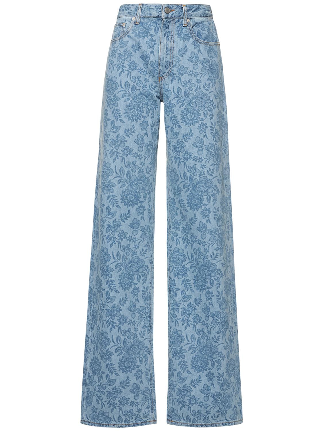 Flower Printed Denim Wide Jeans – WOMEN > CLOTHING > JEANS