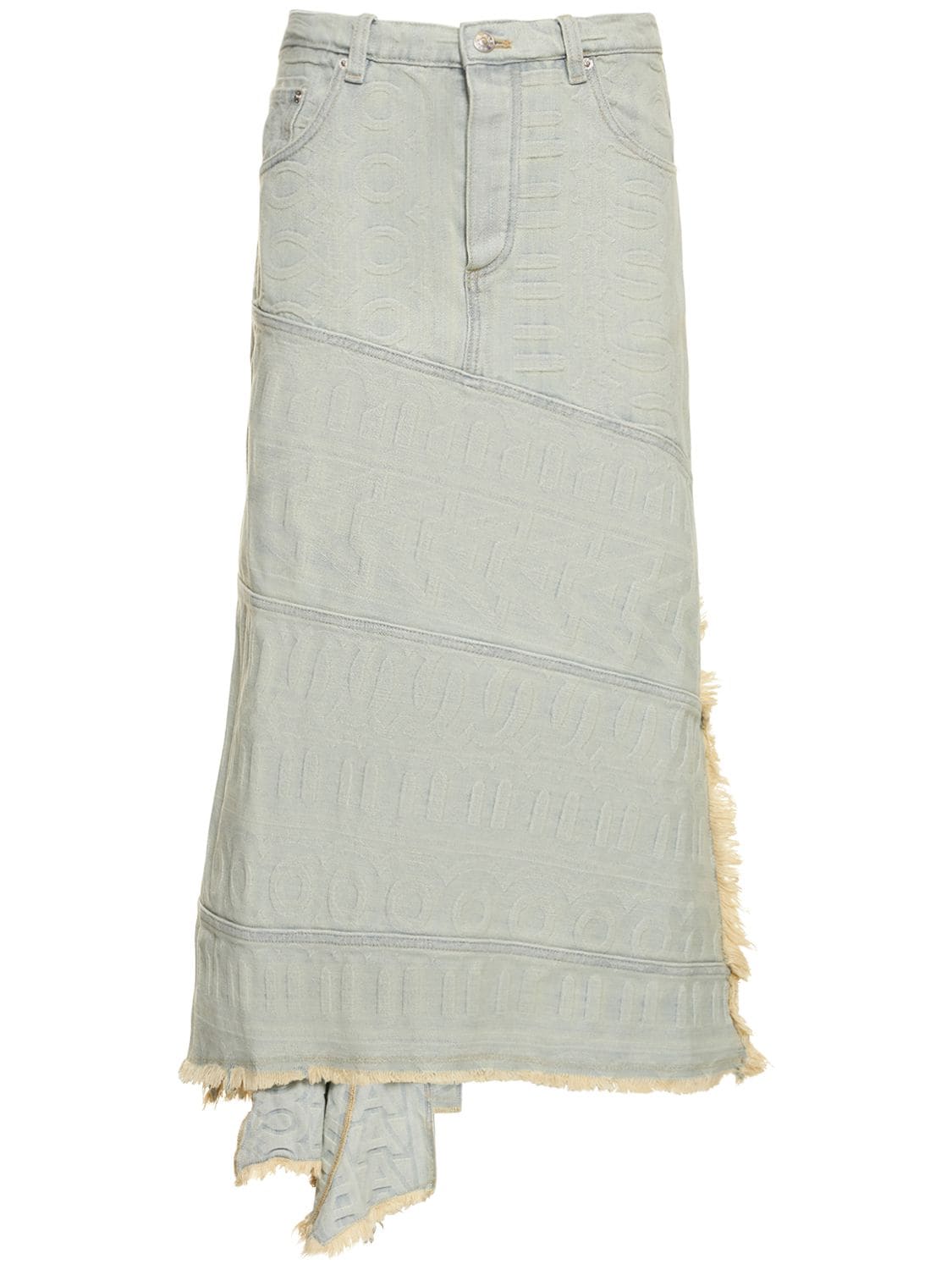 Shop Marc Jacobs Monogram Denim Skirt In Light Blue