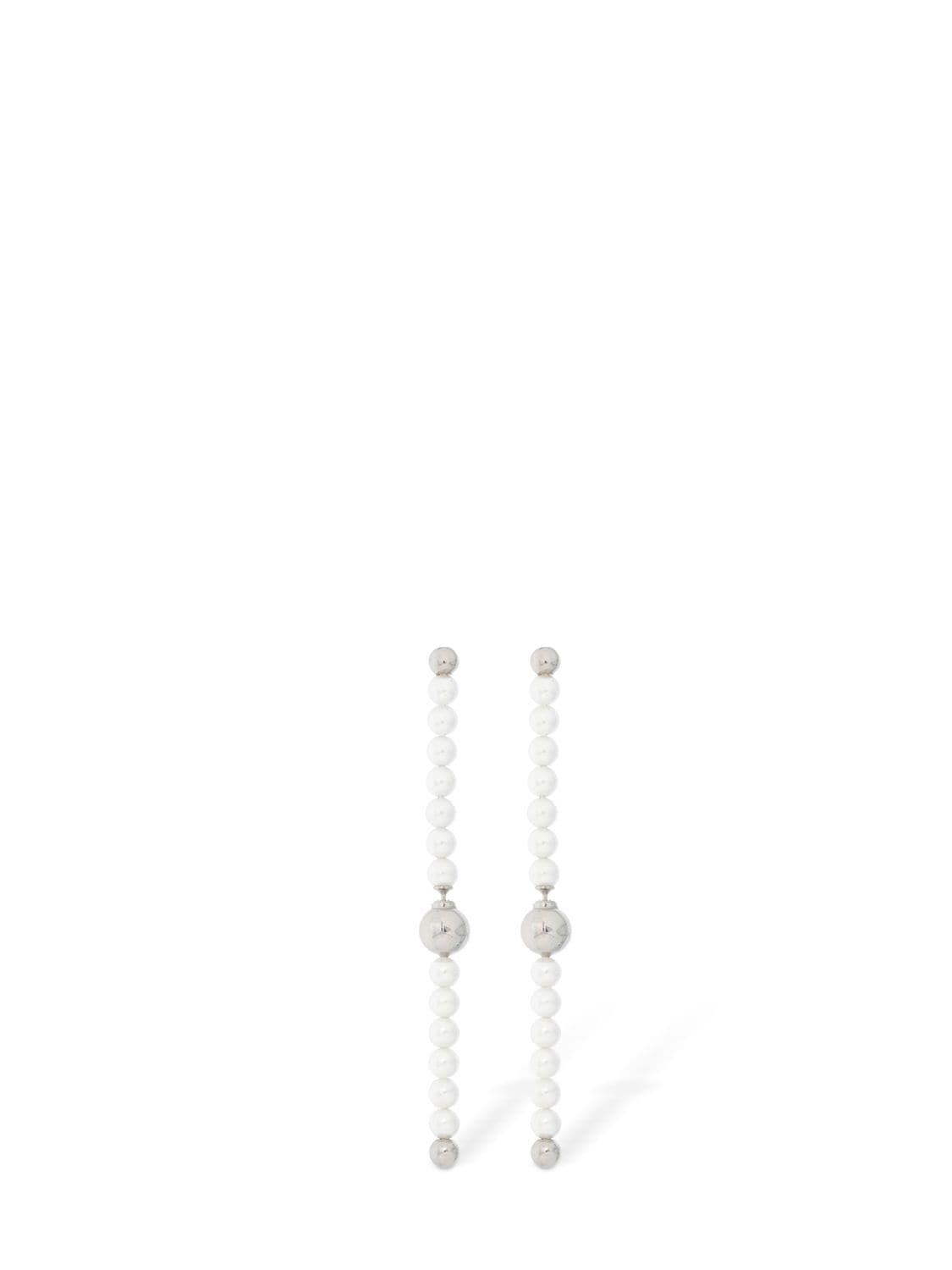 Shop Y/project Bead Branch Faux Pearl Earrings In White,silver