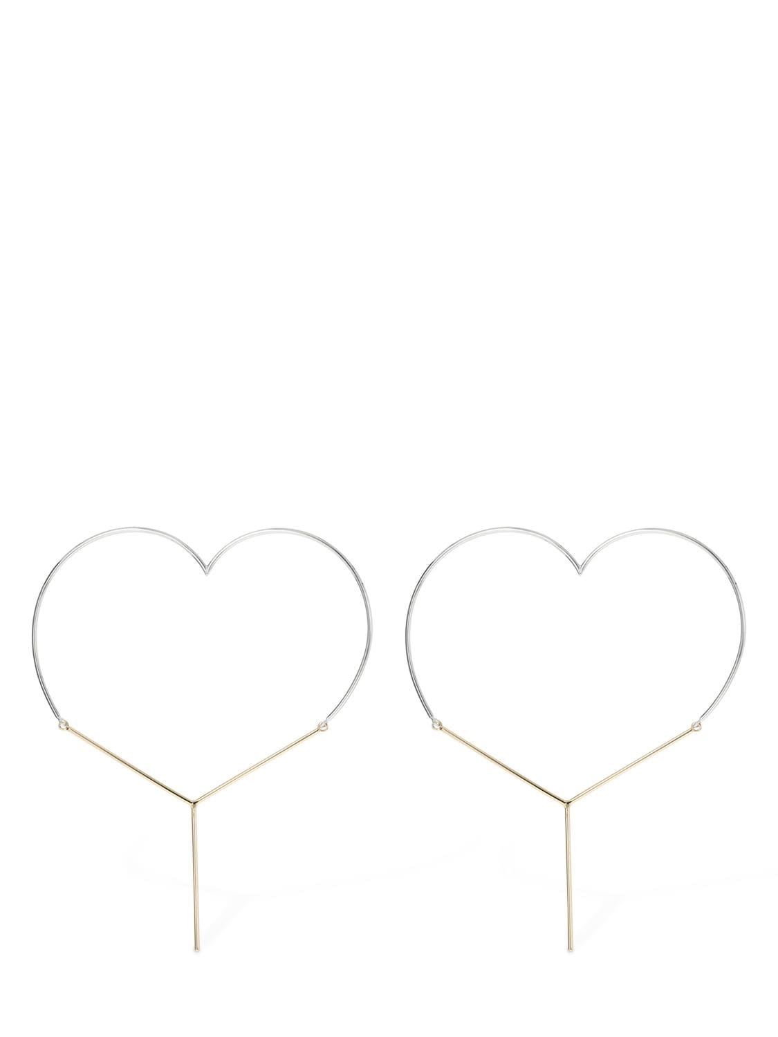 Shop Y/project Maxi Y Heart Earrings In Gold,silver