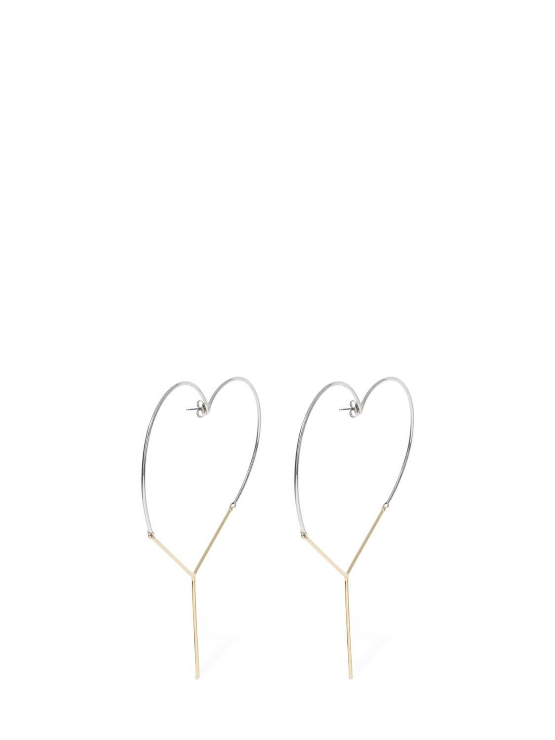 Shop Y/project Maxi Y Heart Earrings In Gold,silver