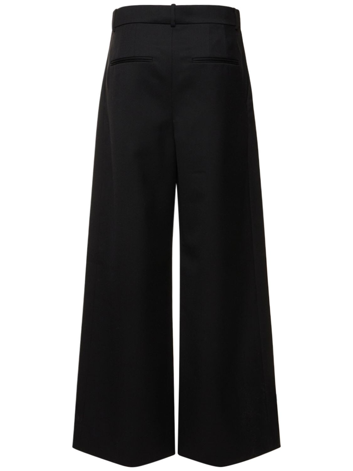 Shop Wardrobe.nyc Pleated Wool Low Rise Pants In Black
