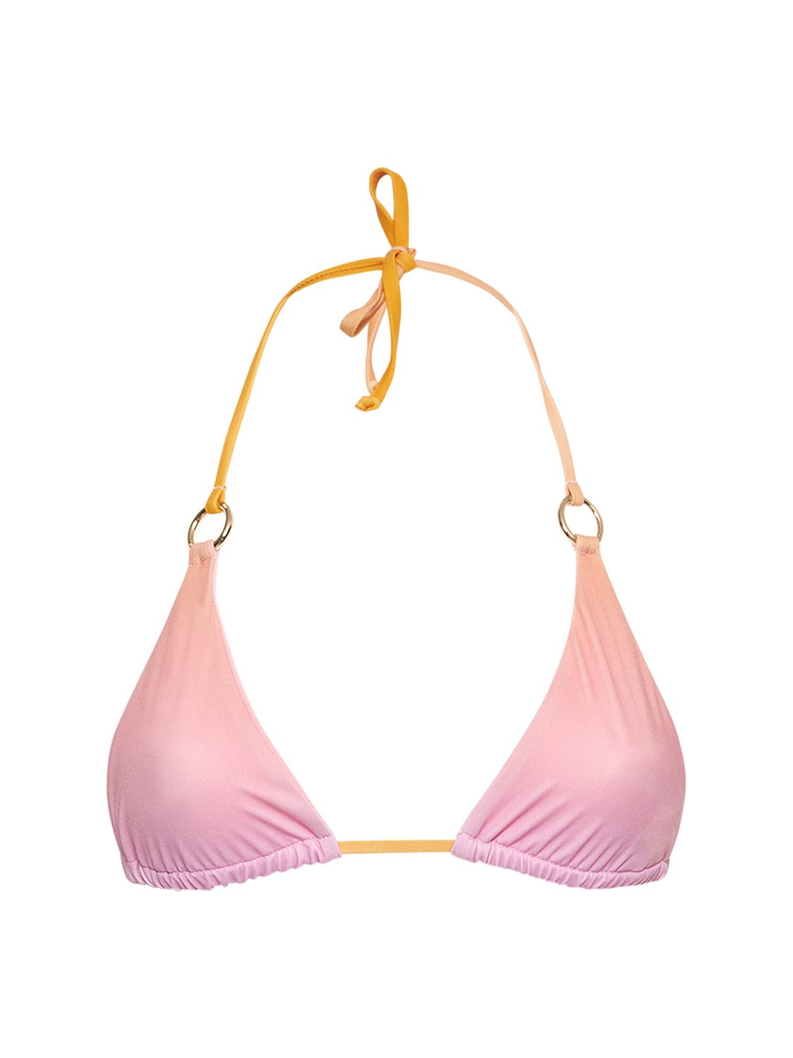 Louisa Ballou - Mini ring printed stretch bikini top - Pink/Multi ...