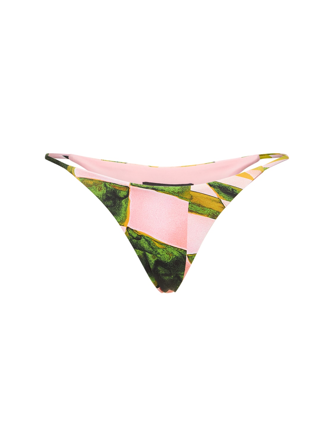 Louisa Ballou Mini Ring Printed Bikini Bottom In Pink,multi