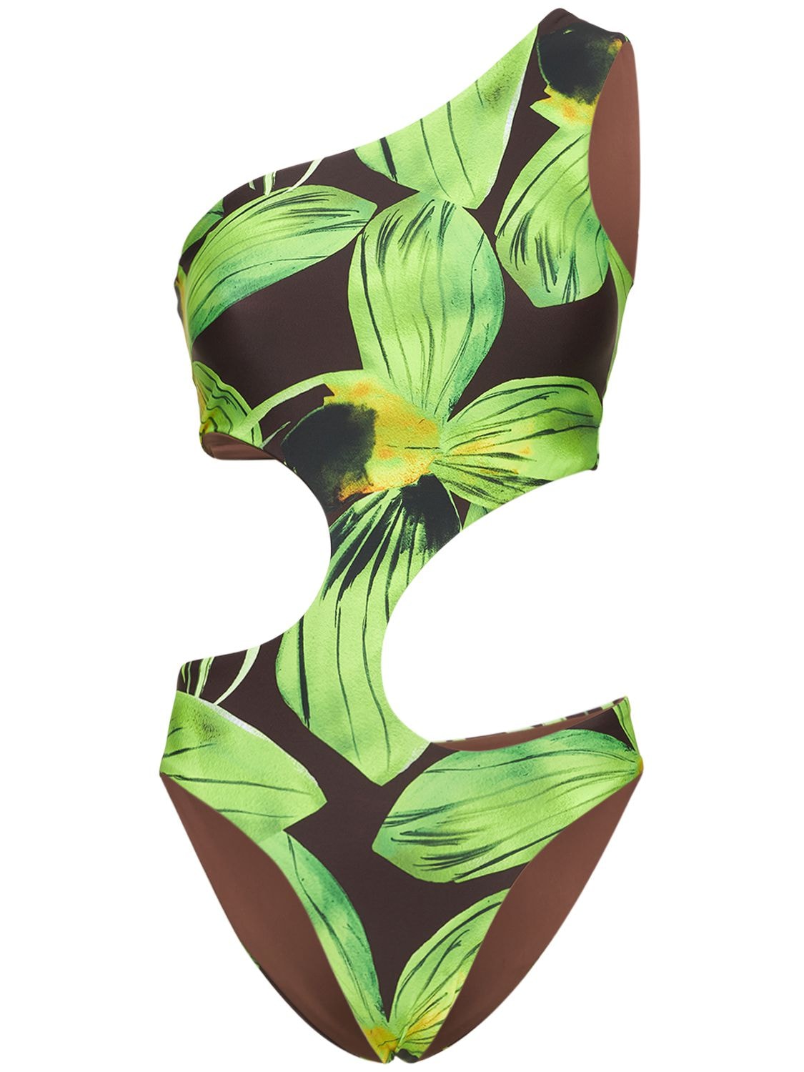 Louisa Ballou Carve Printed Stretch Onepiece Swimsuit In Black,multi
