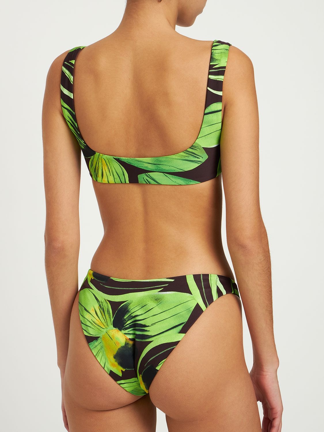 Shop Louisa Ballou Scoop Printed Bikini Top In Green,multi