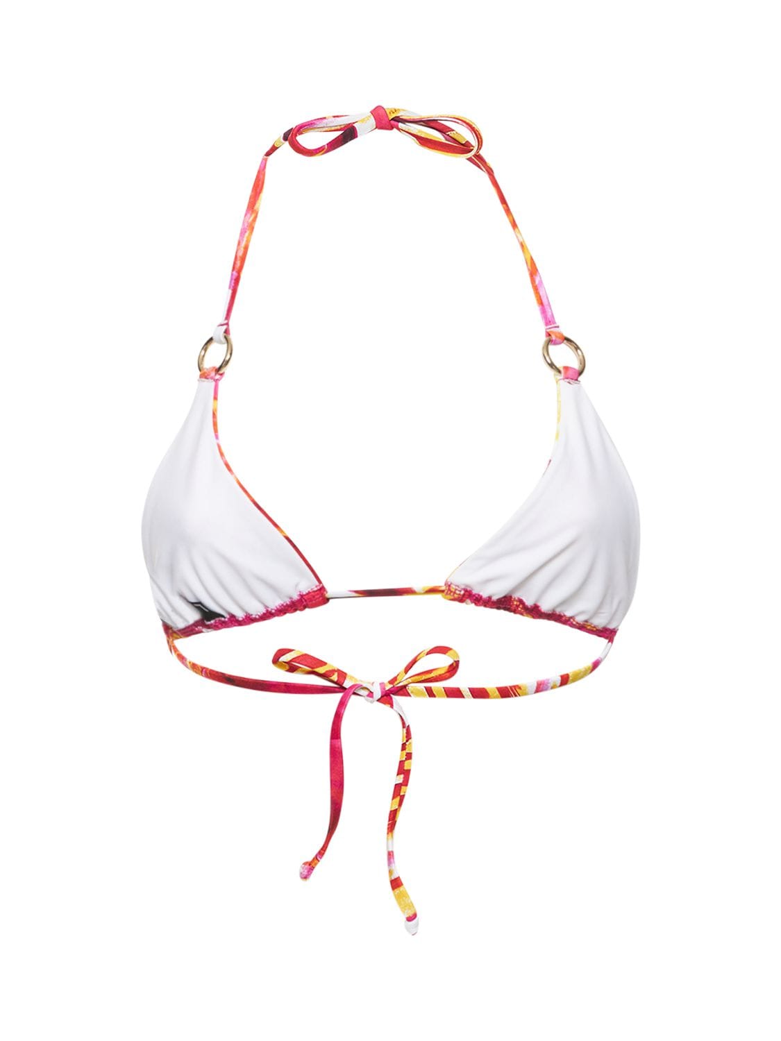 Shop Louisa Ballou Mini Ring Printed Triangle Bikini Top In Bunt