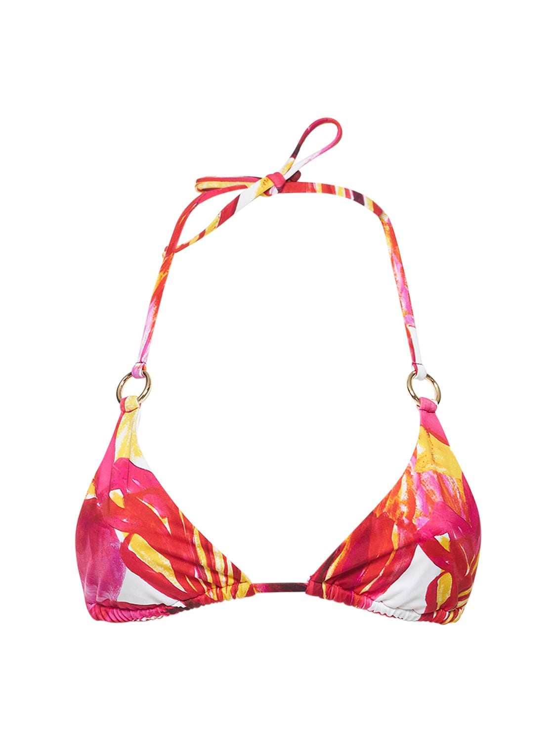 Shop Louisa Ballou Mini Ring Printed Triangle Bikini Top In Bunt