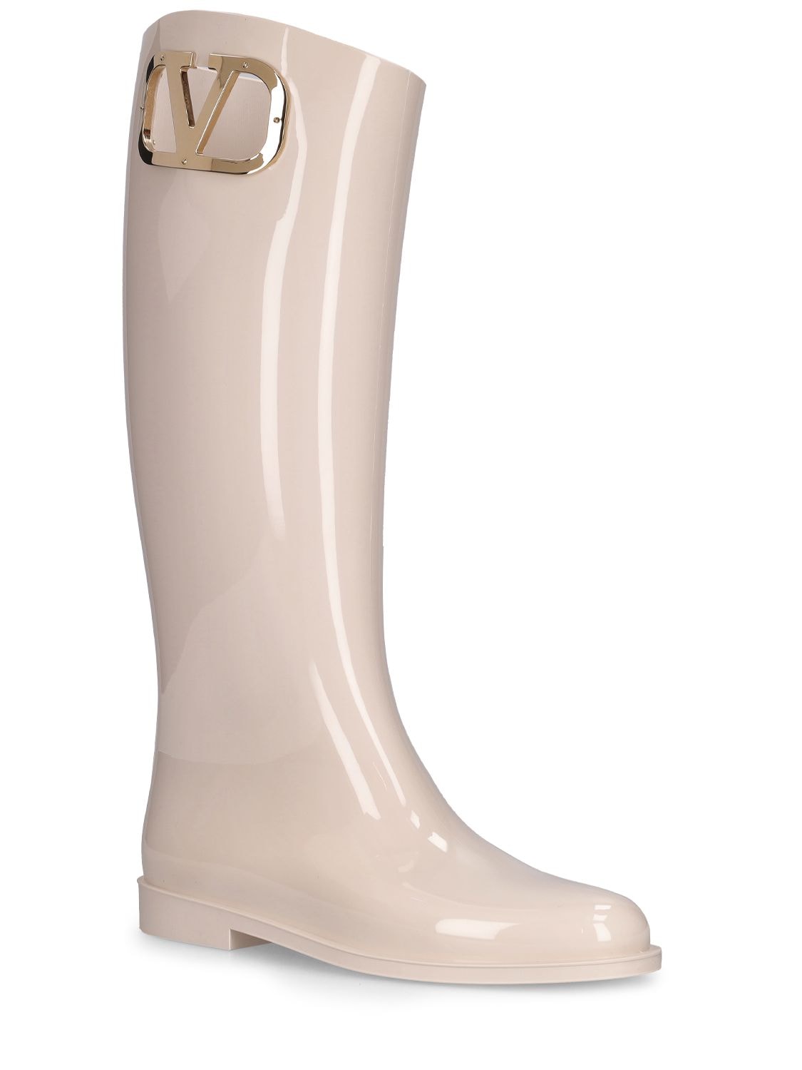 Shop Valentino 20mm Vlogo Pvc Tall Boots In Ivory