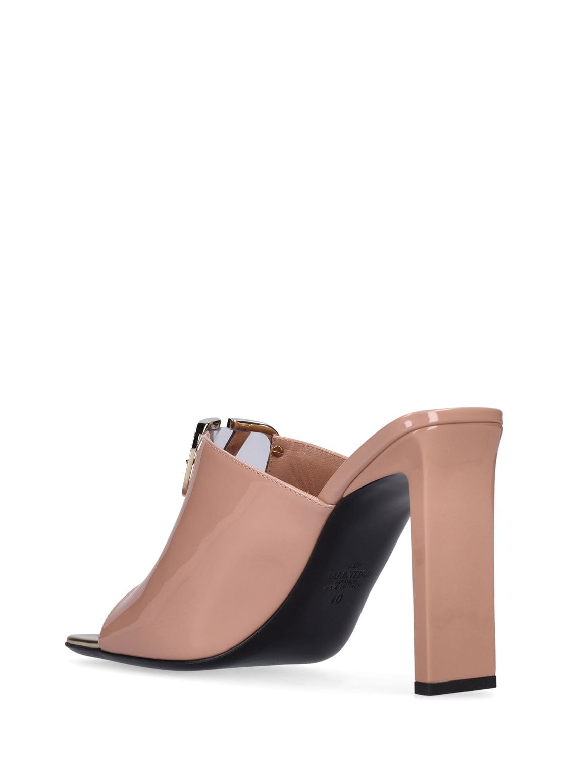 Shop Valentino 100mm Vlogo Patent Leather Sandals In Blush