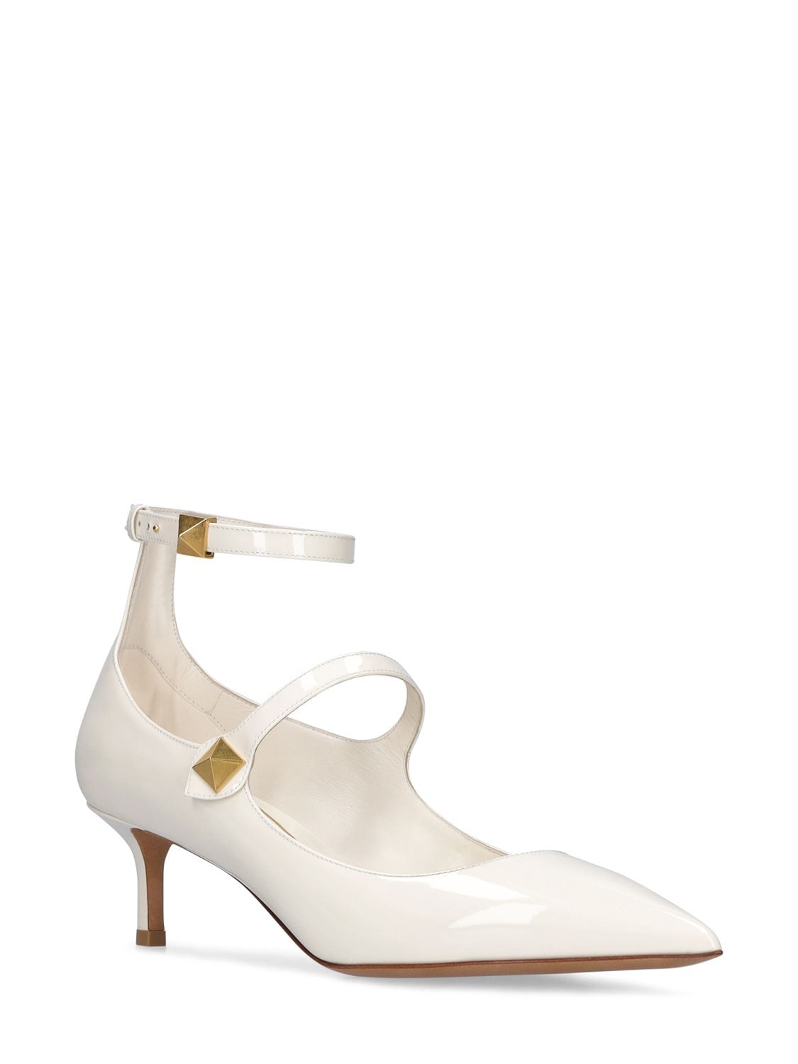 Shop Valentino 50mm Tiptoe Patent Leather Pumps In Ivory