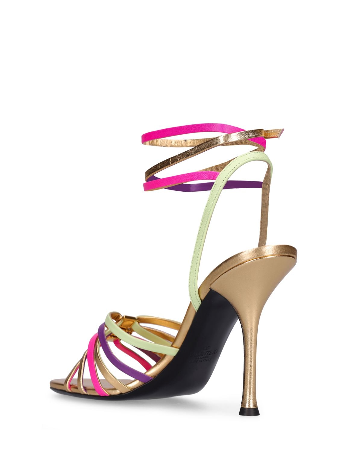 Shop Valentino 100mm Rockstud Leather Sandals In Multicolor
