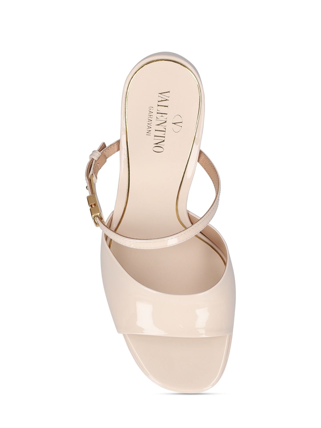 Shop Valentino 155mm Tan-go Patent Leather Mules In Ivory