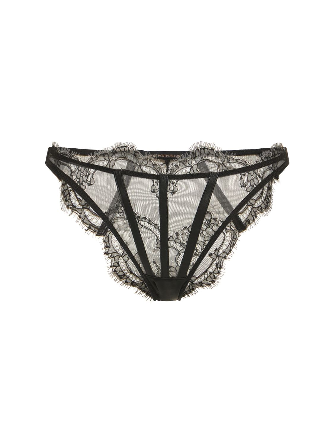 KIKI DE MONTPARNASSE Leather & Lace Thong