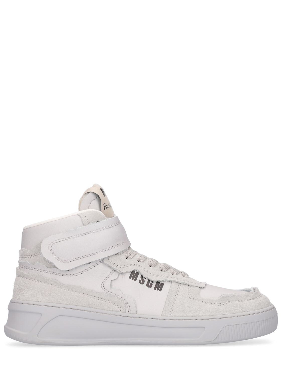 Msgm High Top Suede Sneakers In White