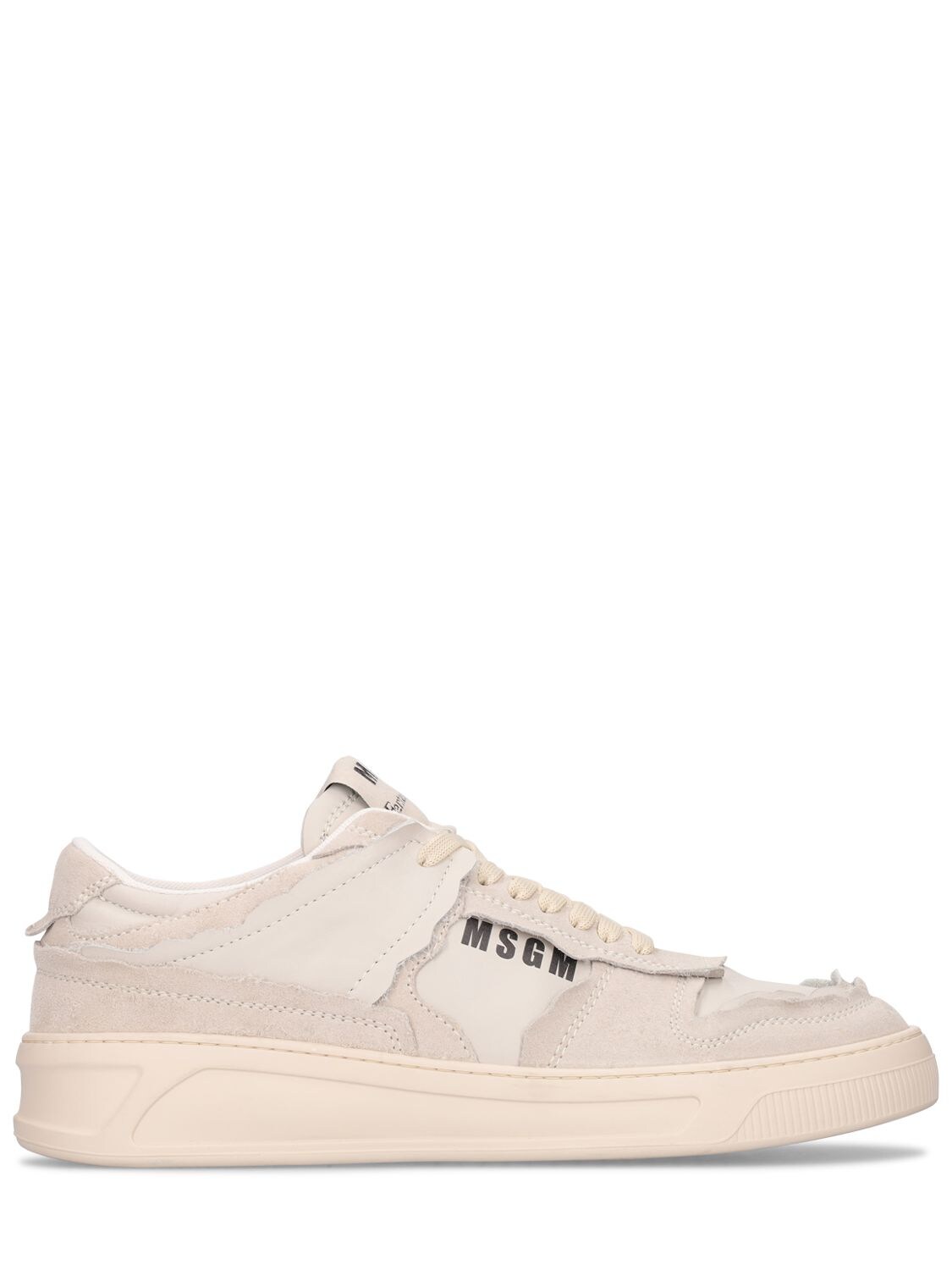 Msgm Low Top Suede Sneakers In White
