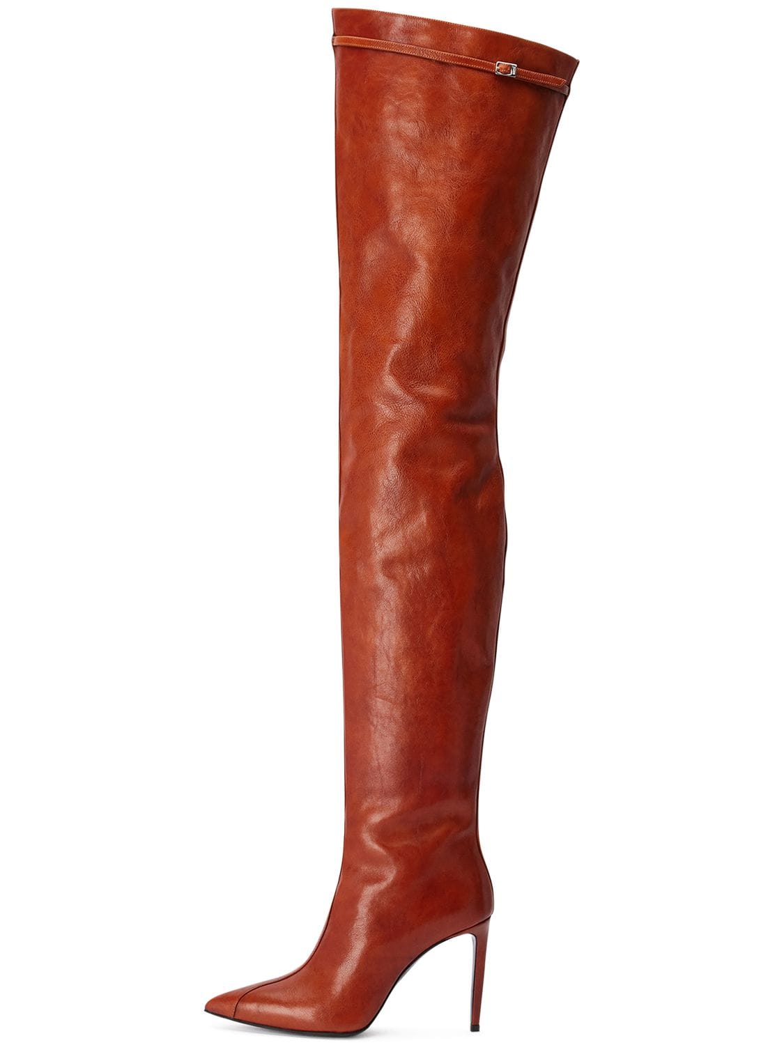 Ami Alexandre Mattiussi 90mm Leather Over-the-knee Boots In Brown