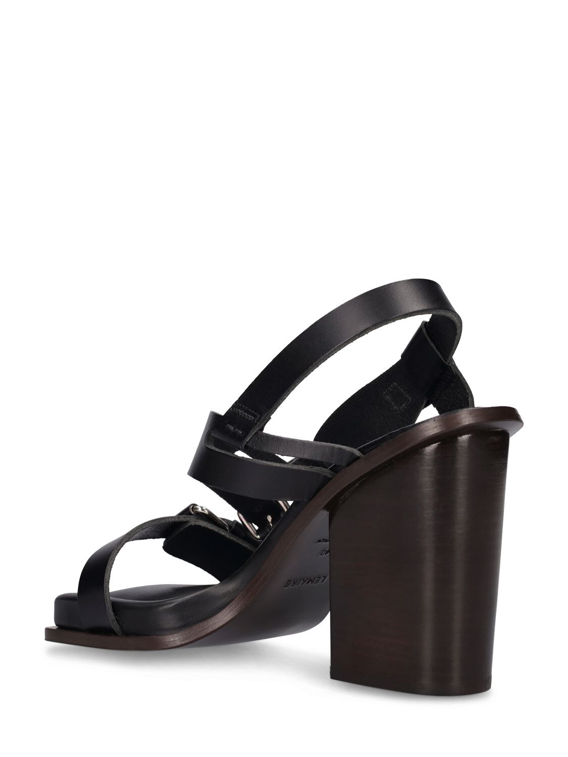 Shop Lemaire 100mm Square Leather Multi-strap Sandals In Black