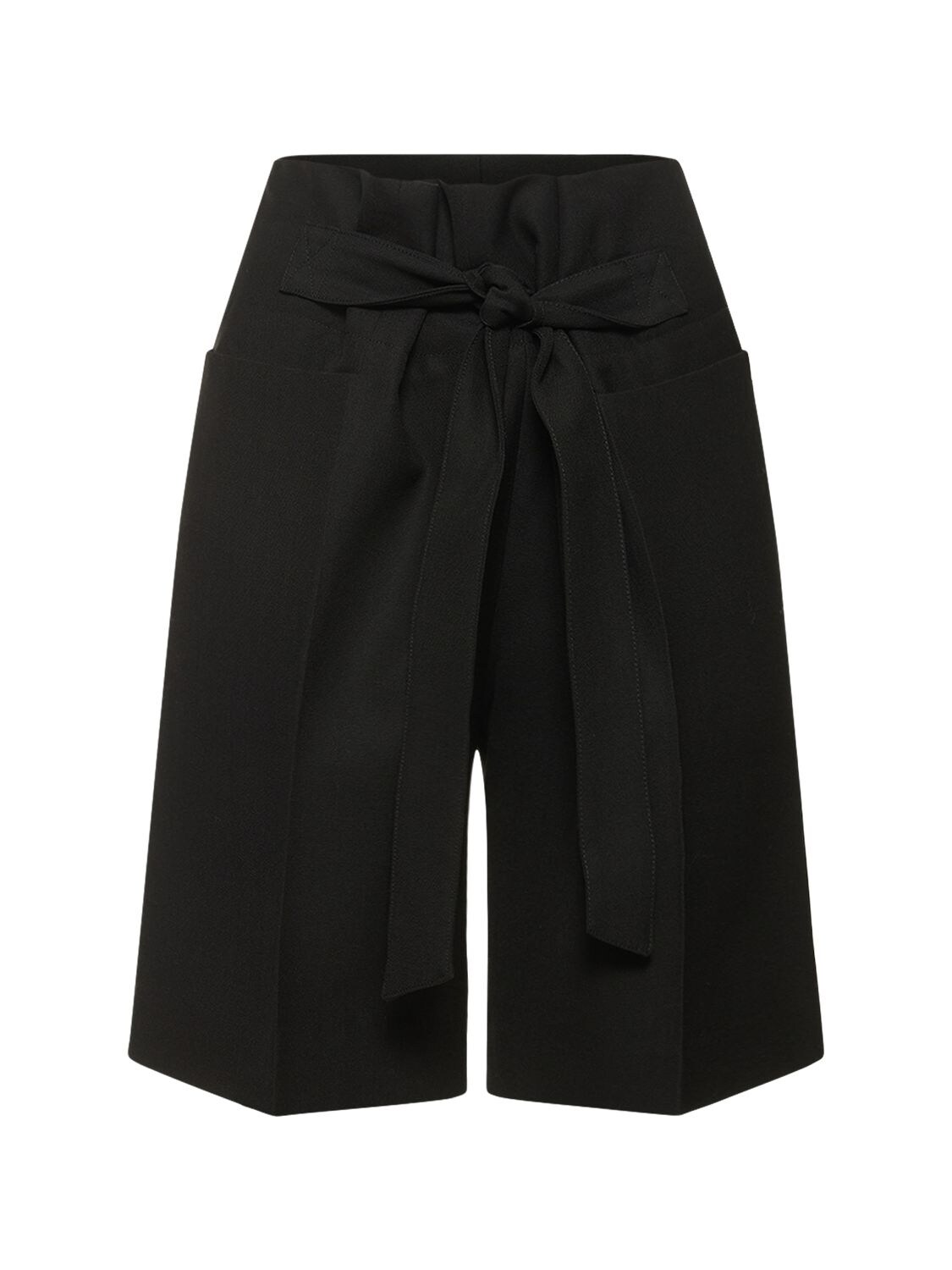 Totême Wool-blend Paper-bag Bermuda Shorts In Black